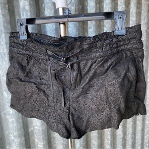Helmut Lang Black Laser Cut Out Lamb Leather & Silk Shorts Size 2